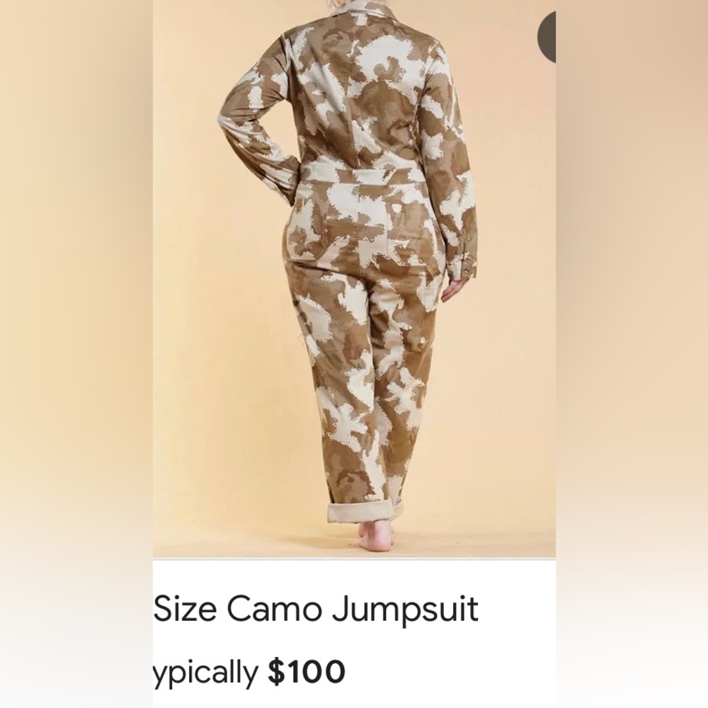 NWOT Overall/jumpsuit, Camo brown and cream colors, 3% Spandex,